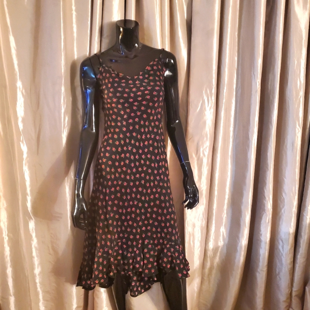 Vintage Betsey Johnson Floral Midi Slip Dress Y2K-90s Size Small